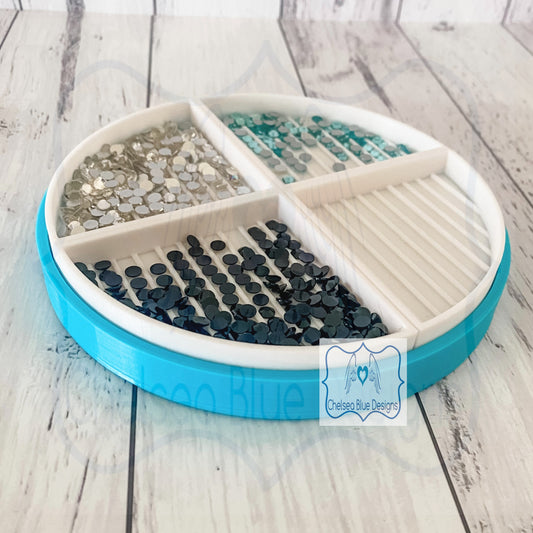 Rhinestone spin tray with 4 removable sections