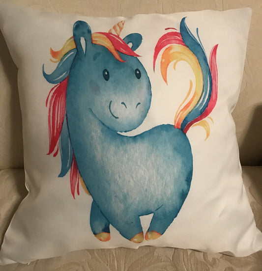 Pretty Blue Unicorn cushion cover